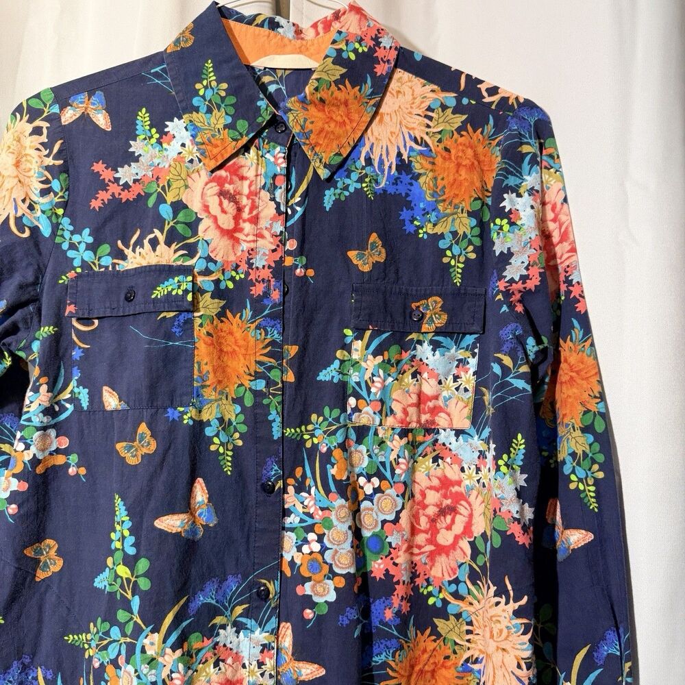 SOFT SURROUNDINGS COTTON DRESS Floral Shirt Dress‎ S